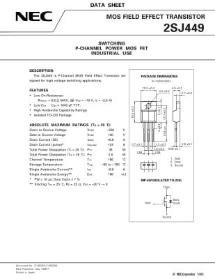 Транзистор 2SJ449 TO-220F