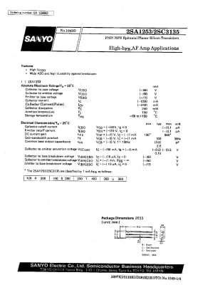 Транзистор 2SA1253 TO-92