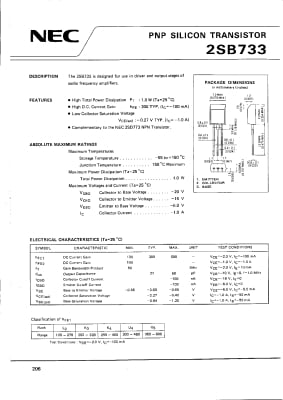 Транзистор 2SB733 TO-92MOD