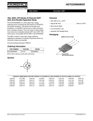 Транзистор IGBT HGTG20N60B3 TO-247