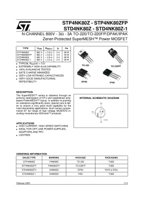 Транзистор STP4NK80ZFP TO-220F