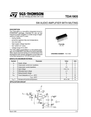 Интегрална схема  TDA1905 DIP-16