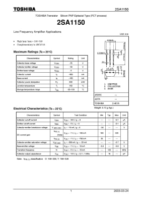Транзистор 2SA1150 TO-92DPAK
