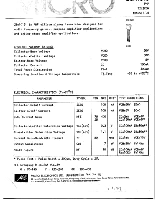 Транзистор 2SA1018 TO-92