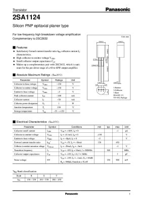 Транзистор 2SA1124 TO-92