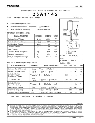 Транзистор 2SA1145 TO-92