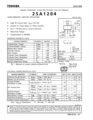 Транзистор 2SA1204    SOT-89
