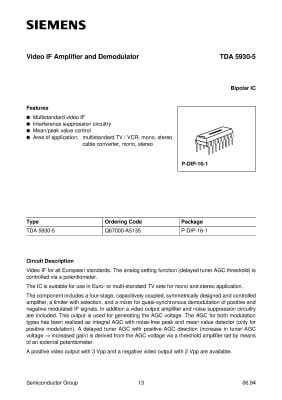 Интегрална схема  TDA5930 DIP-16