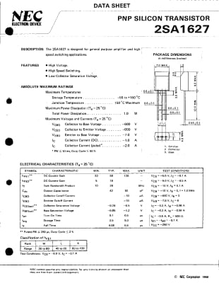 Транзистор 2SA1627 TO-92MOD