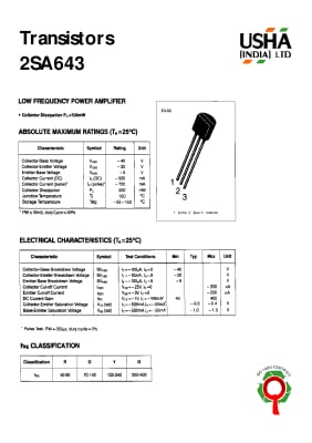 Транзистор 2SA643 TO-92