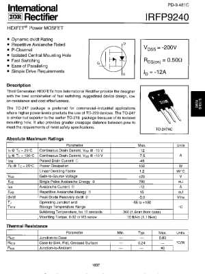 Транзистор IRFP9240 TO-247