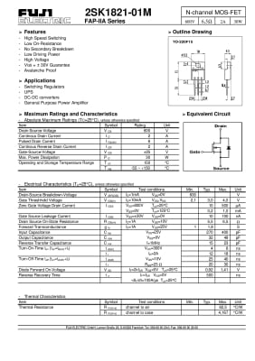 Транзистор 2SK1821 TO-220F
