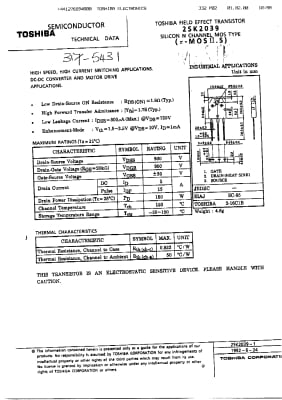 Транзистор 2SK2039 TO-3P