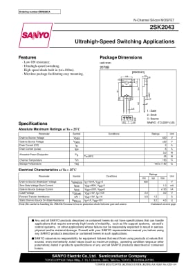 Транзистор 2SK2043 TO-220F