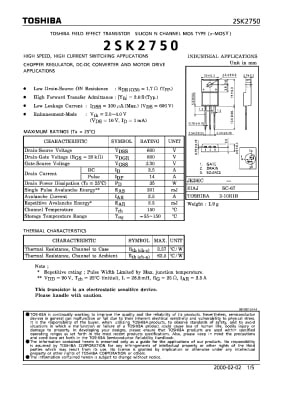 Транзистор 2SK2750 TO-220F