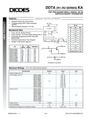 Транзистор DTA113ZKA  SMD
