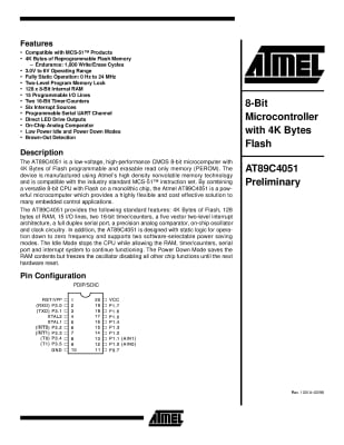 Интегрална схема  AT89C4051-24PI