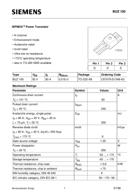 Транзистор BUZ100 TO-220