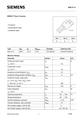 Транзистор BUZ41 TO-220