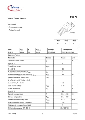 Транзистор BUZ73 TO-220