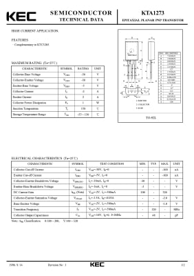 Транзистор 2SA1273(KTA1273) TO-92MOD