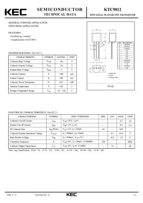 Транзистор 2SC9012 TO-92