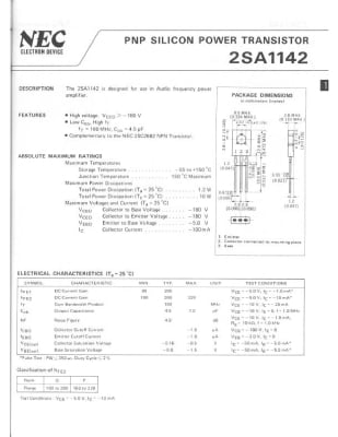 Транзистор 2SA1142/2SC2682 TO-126