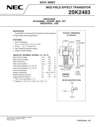 Транзистор 2SK2483 TO-220F