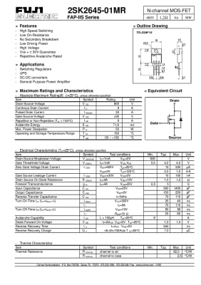 Транзистор 2SK2645 TO-220F