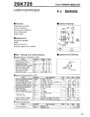 Транзистор 2SK725 TO-3P