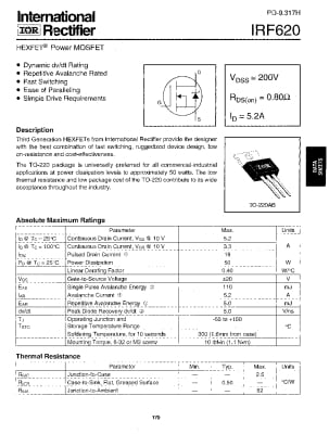 Транзистор IRF620 TO-220
