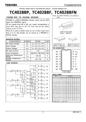 Интегрална схема HCF4028BE;cd4028bcn