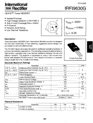 Tранзистор  IRFI9630G TO-220F