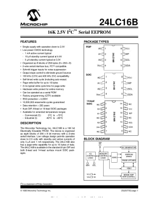 Интегрална схема  24LC16B-I/SL SOIC-14