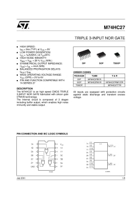 Интегрална схема  SN74HC27 SMD