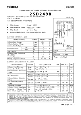 Транзистор 2SD2498 TO-3PF
