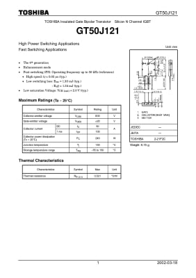 Транзистор IGBT GT50J121 TO-264