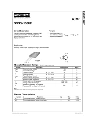 Транзистор IGBT SGS5N150UF TO-220