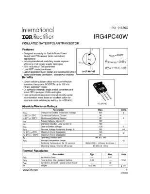 Транзистор IRG4PC40W TO-247