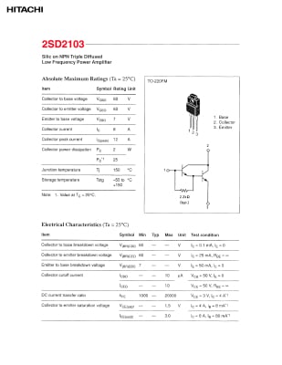 Транзистор 2SD2103 TO-220F
