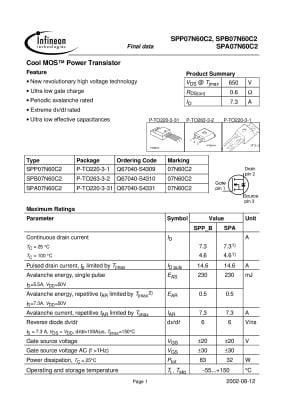 Транзистор SPA07N60C2