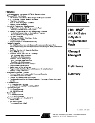 Интегрална схема  ATMEGA8L-8PU