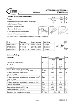 Транзистор SPA08N80C3 TO-220F