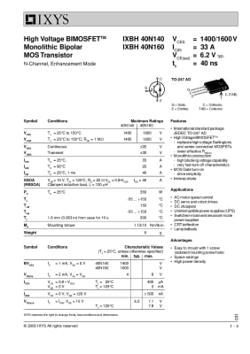 Транзистор IXBH40N140 TO-247