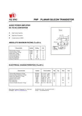 Транзистор MJ4502 TO-3