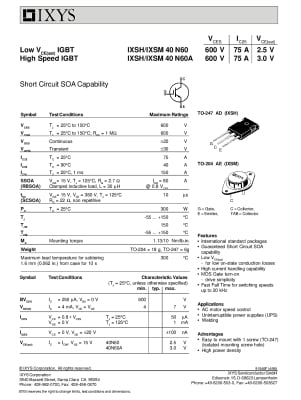 Транзистор IGBT IXSH40N60B TO-247