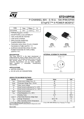 Транзистор STD10PF06T4 TO-252DPAK