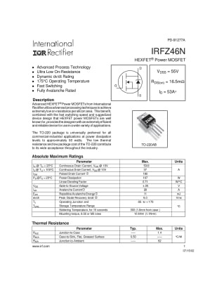 Транзистор IRFZ46N TO-220
