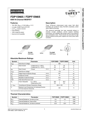 Транзистор FDPF15N65 TO-220F