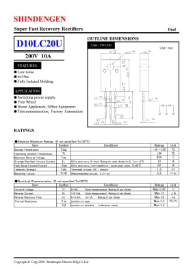 Диод D10LC20U TO-2200F